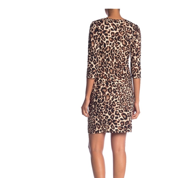 Fab leopard faux wrap jersey dress Como Vintage bodycon - Picture 3 of 3
